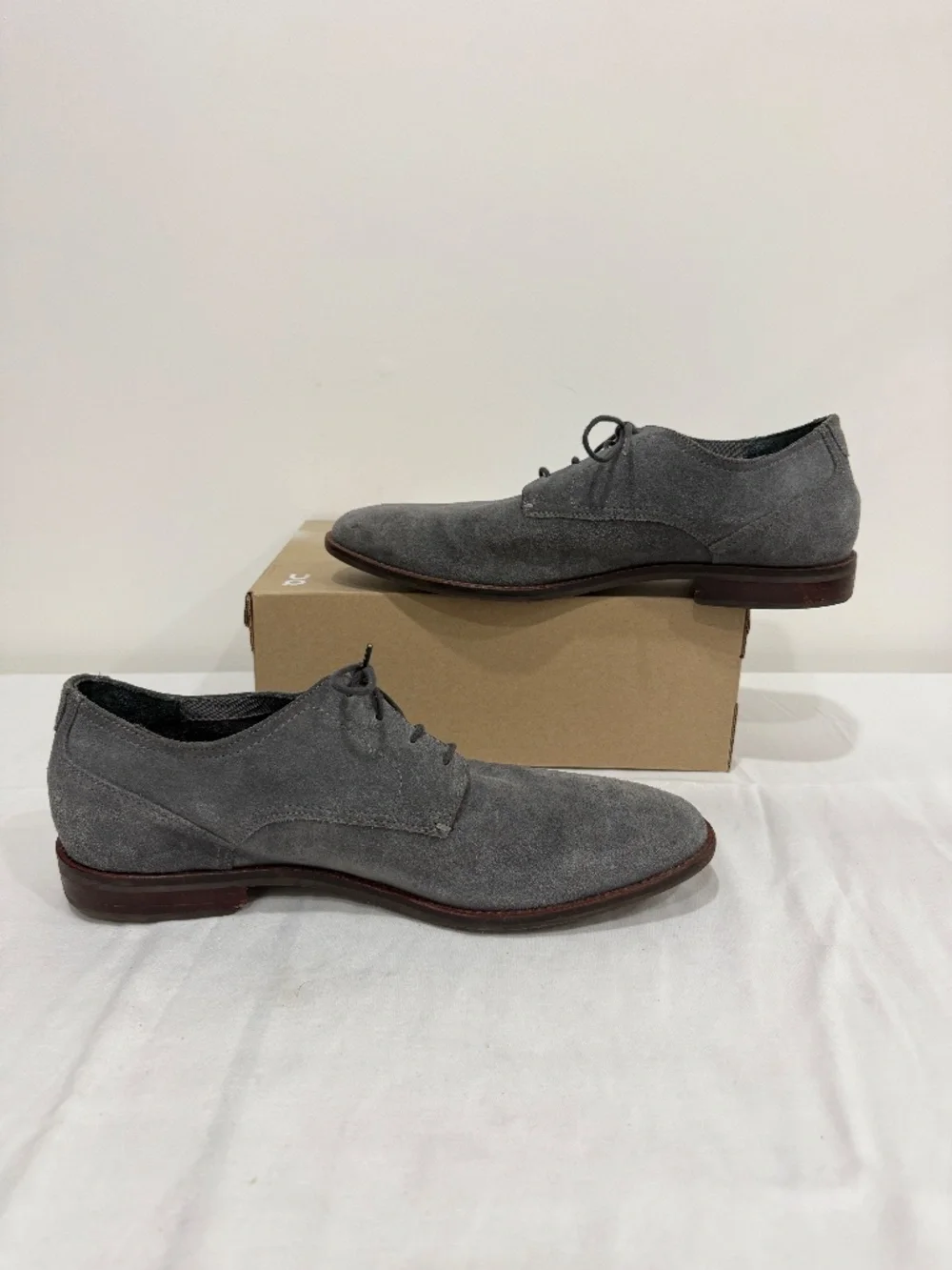 Used W/O Box! Men's Cole Haan Grey Suede Leather Lace Up Dress Shoes Size 12